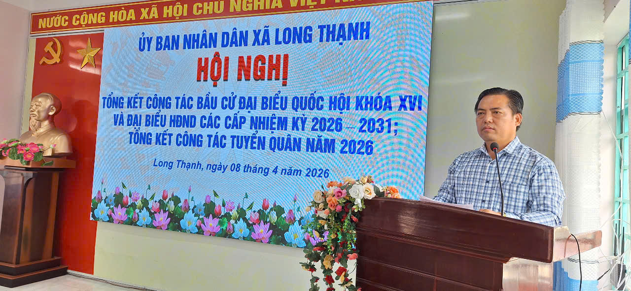 đồng chí Huỳnh Văn Thái Quỳnh, Phó bí thư Đảng ủy-Chủ tịch UBND xã, Chủ tịch UBBC xã kết luận hội nghị